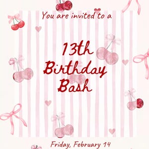 13th birthday invitation 13th birthday 13th birthday invitation girl 10th birthday slumber party sleepover invitation