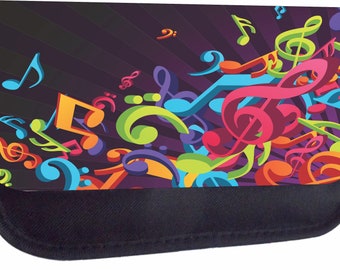 Colorful Musical Clef Music Design - Girls / Boys Black Pencil Bag - Pencil Case