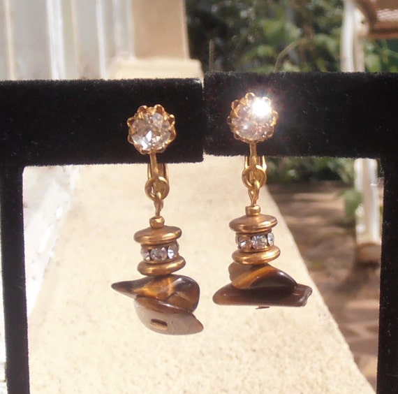 Miriam Haskell Rhinestone Dangle Earrings, Adjusta