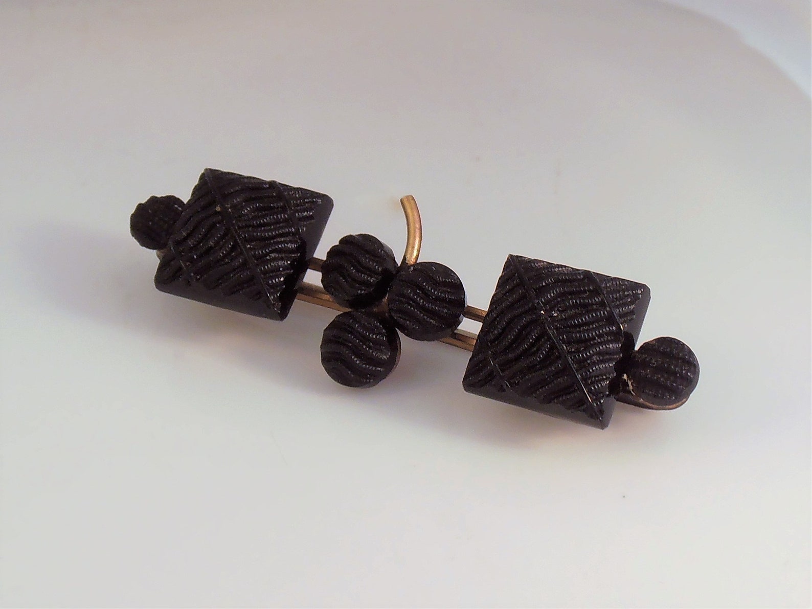 Victorian Jet Crepe Mourning Brooch Clover Leaf Etsy