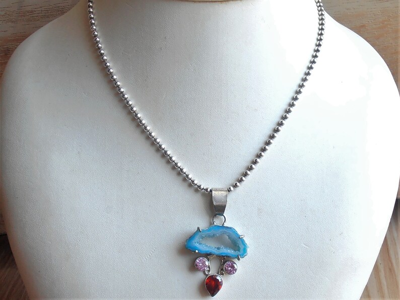 Sterling Gemstone Enhancer Bead Necklace Slide Pendant Slice Etsy