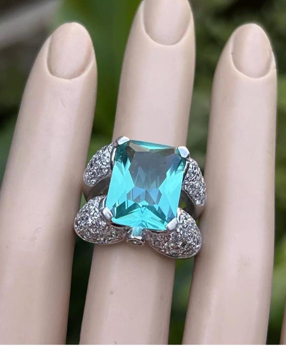 Sterling Cocktail Statement Ring, Designer Signed… - image 1