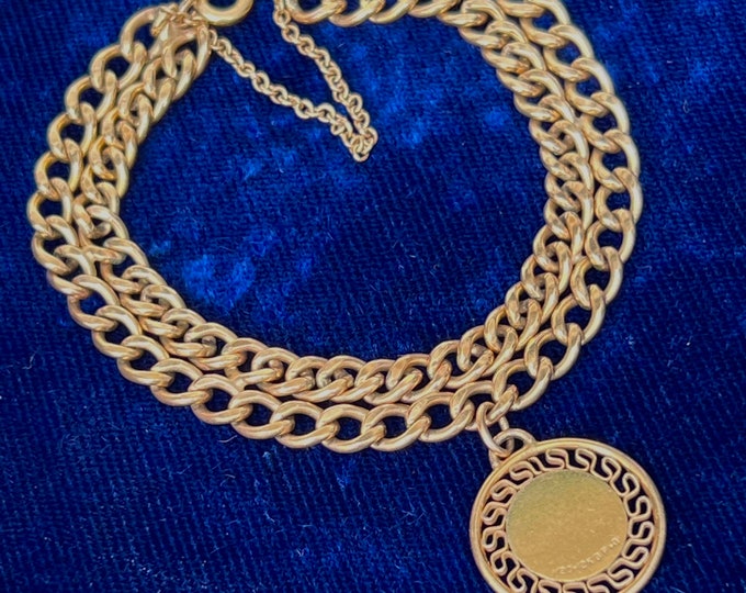 12K Gold Filled Double Link Charm Bracelet Starter With One Etsy