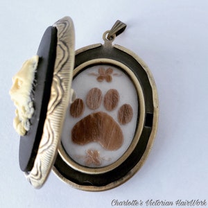 Pet Fur Victorian HairWork Locket Keepsake Personalized Custom Commissioned Piece