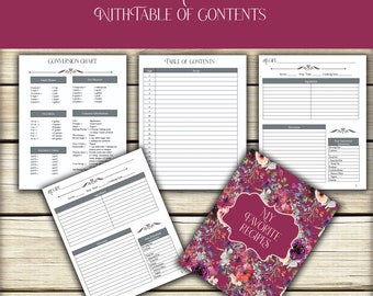 Recipe Book Table Of Contents Etsy