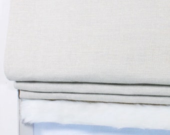 Natural Color Linen Flat Relaxed Roman Shade with White Fur | CL1010