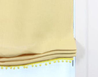 Yellow Linen Flat Relaxed Roman Shade with Yellow Pom Pom. Baby Kid Nursery Room Roman Shade Decor, Blackout Roman Shade/CL1010