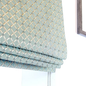 Teal Diamond Flat Roman Shades -Green, Khaki
