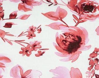 Water Roses Light Weight 100% Linen Fabric By The Yard | 57"Width | CL1105