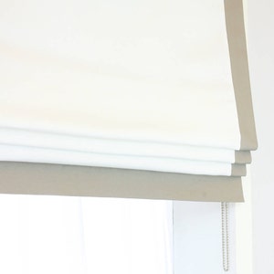 Roman Shades with Banded White pewter Pewter Gray Off-white,Farmhouse/CL1010