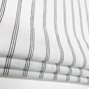 3 Thin Stripes Dark Grey 100% Natural Linen Flat Relaxed Casual Roman Shade, Farmhouse contemporary Roman Shade/CL1044 image 2