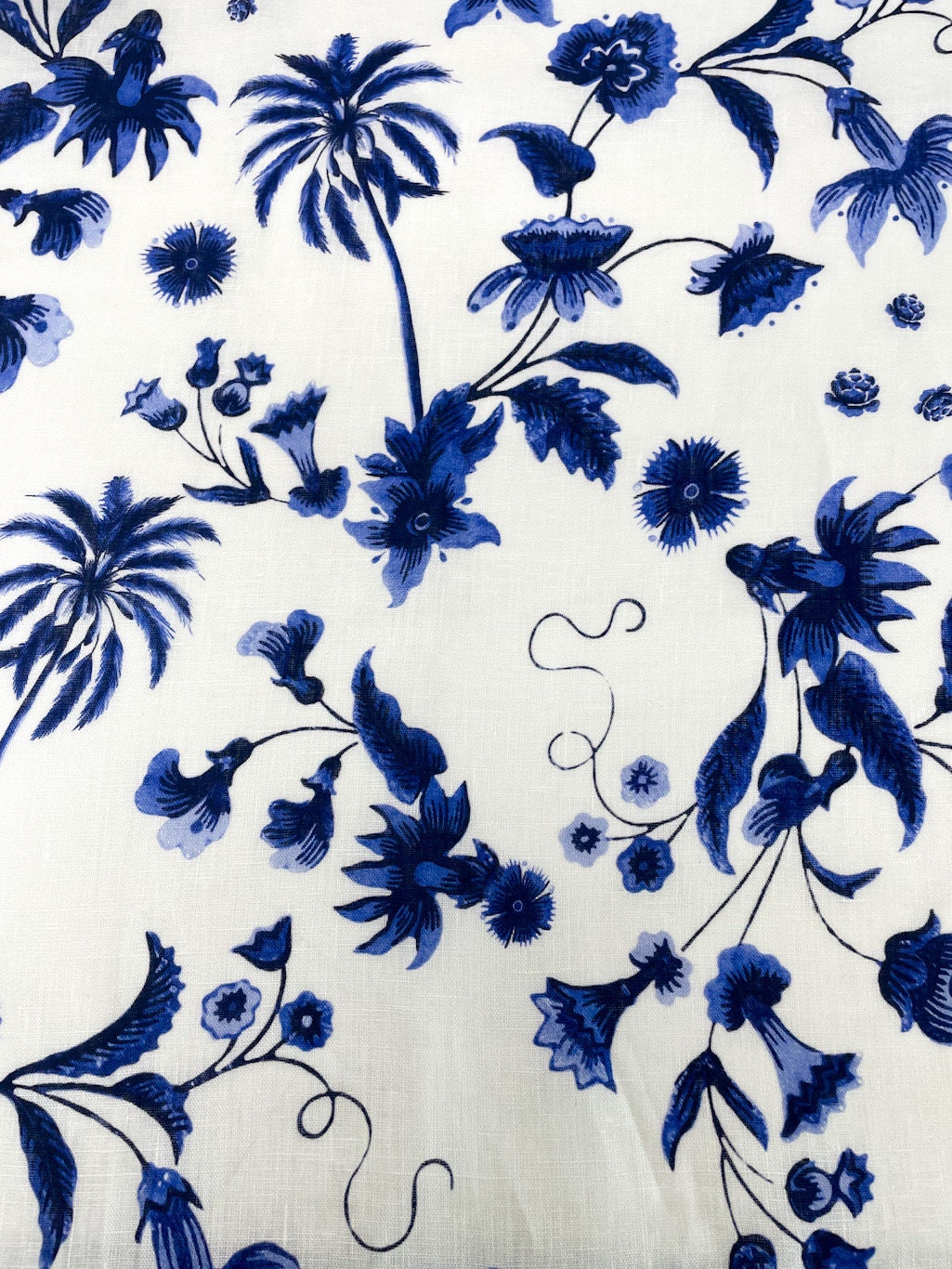 Blossom Flower Handkerchief Light Weight 100% Linen Fabric By The Yard, Dress, Skirt, Pant, Curtain, Drapery, Table Top, 57" Width/CL1111