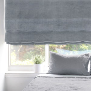 Grauer Stonewashed 100% natürlicher französischer Leinen Roman Shade / CL1058