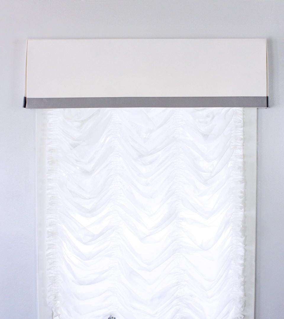 Modern Kick Pleat Flat Valance Off White with Gray Band Etsy