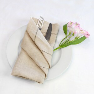 Linen napkin set of 4 / Bulk Linen Napkin / Hemstitch Napkins / Wedding Napkins / Dinner Napkins Linen /  Table Decor / Housewarming Gift