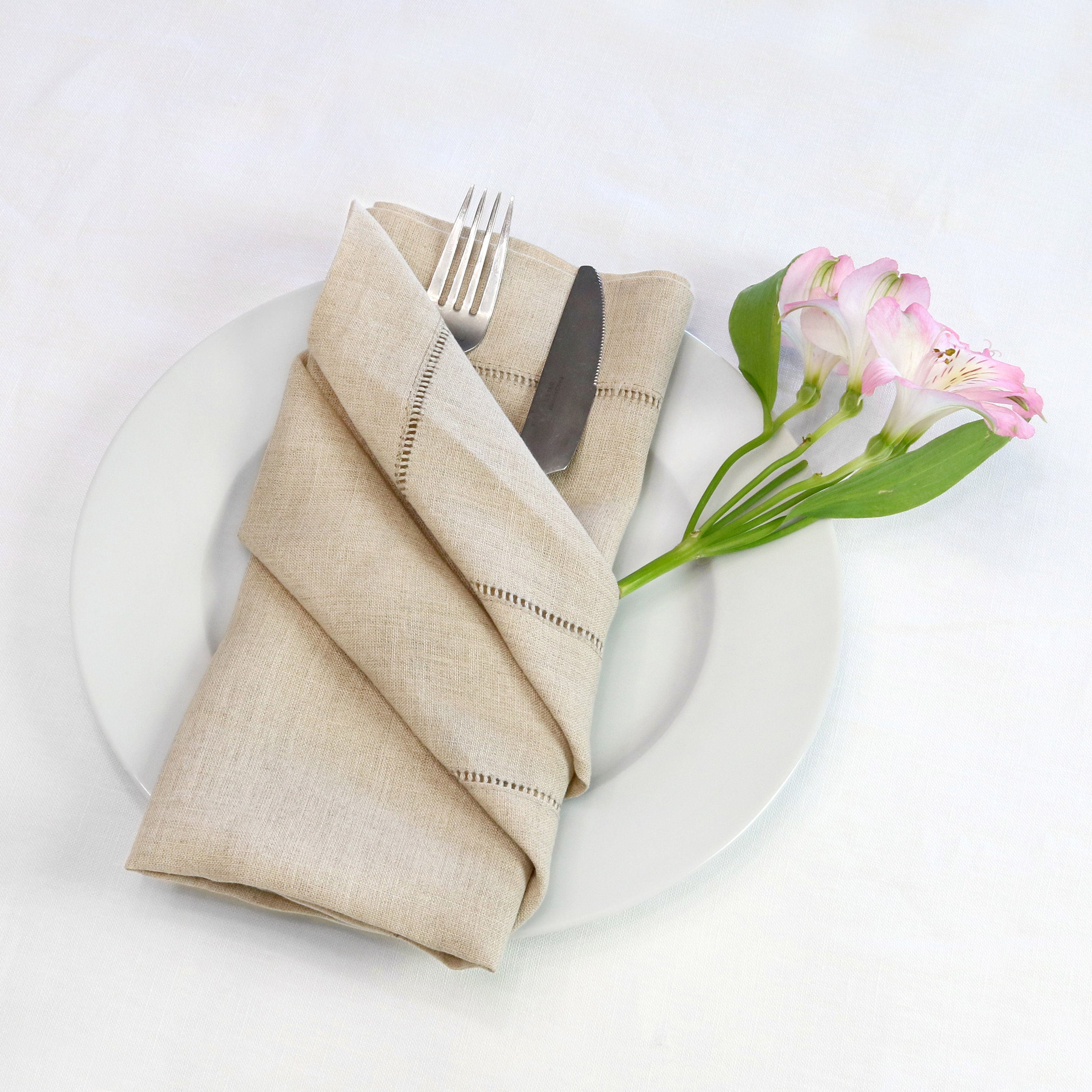Linen napkin set of 4 / Bulk Linen Napkin / Hemstitch Napkins Etsy