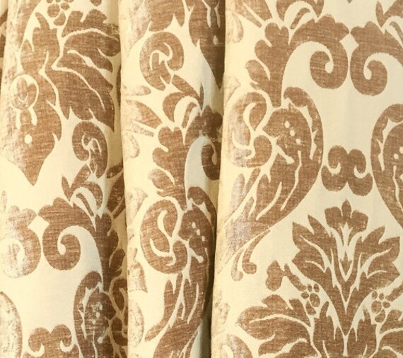 Gold Velvet Damask Velvet Drapery Curtain Etsy
