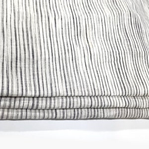 Narrow Irregular Stripe 100% Natural Linen Custom Made Flat Roman shade / CL1039