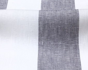 3" Wide Stripe 100% Linen Flat Roman Shade,Farmhouse, Natural, Ciel, Grey, Blue, Indigo, Black/CL1055