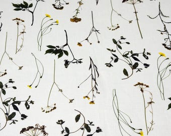 Bloom Plant Garden Print 100% Lightweight Linen Fabric by the Yard | 57"Width | CL1106