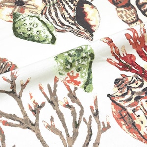 Sea Life Linen Fabric by the Yard, 54"Width, CL1159