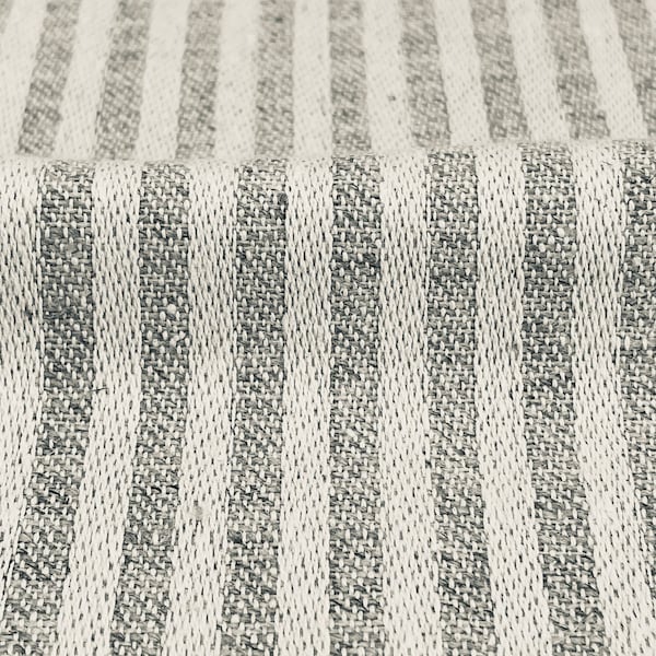 Beige and Ivory Stripe 100% Linen Fabric By The Yard, Curtain, Drapery, Table Top, Home Decor, 54" Width/CL1115