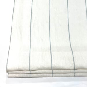 light Green Wide Thin Striped 100% Linen Custom Made Flat Roman Shade/CL1003