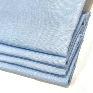 Light Baby Blue Natural Linen Flat Relaxed Roman Shade, Blackout Shade/CL1010