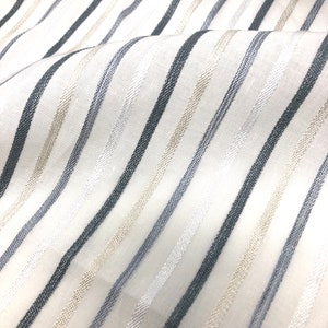 Multi Stripe Linen Blend Embroidered Sheer Linen Fabric by the Yard / 118&quot; Width / CL1033