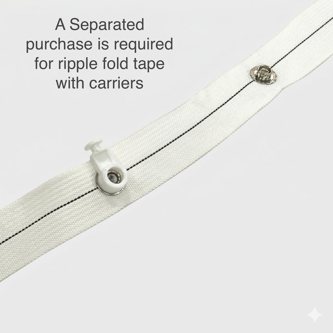 Heavy Duty White Ripplefold Nylon Snap Tape by the Yard, 4 1/2