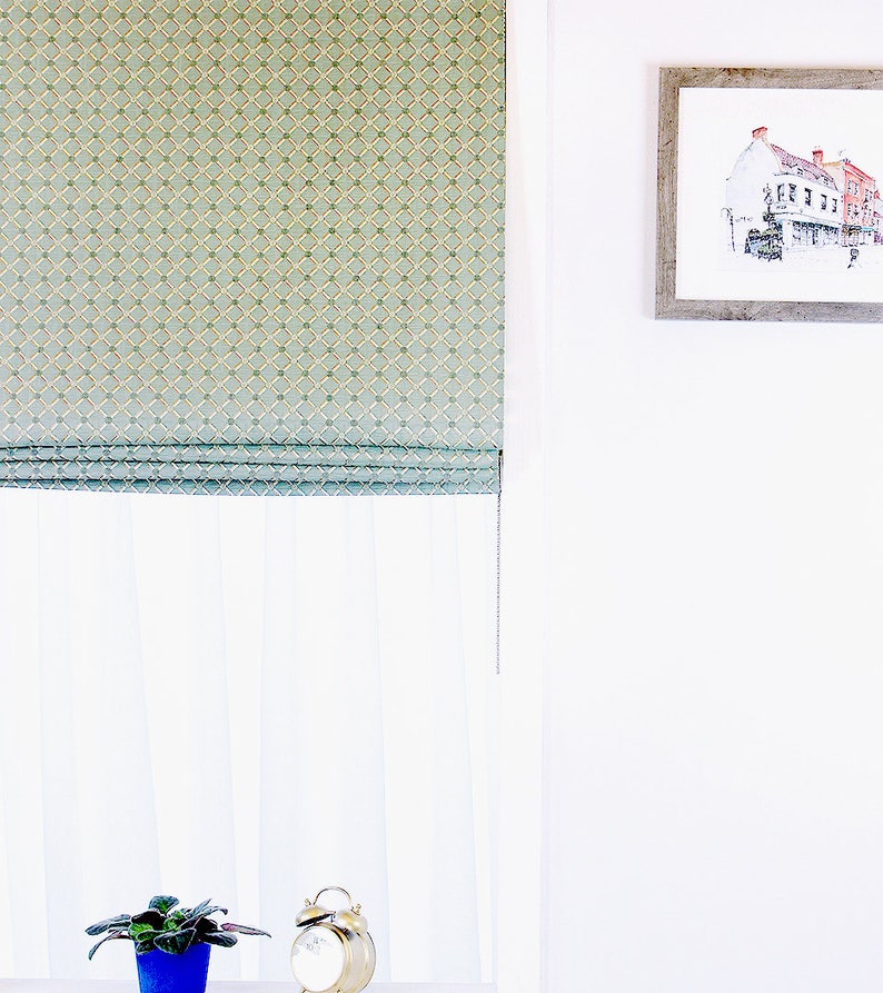 Sage Diamond Flat Roman Shades Green Khaki Etsy