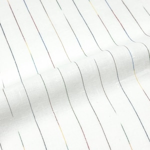 Thin Striped Multicolor 100% Natural Linen Fabric by the Yard / 53&quot; Width / CL1043