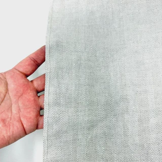 Herringbone 100% Natural Linen Fabric, 55
