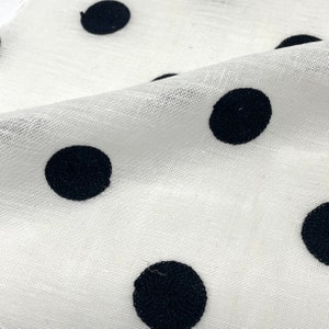 Circle Round Polka Dots Geometric Linen Fabric by the Yard / 54&quot; Width / CL1072