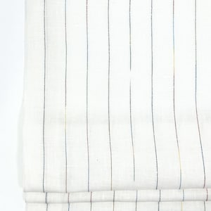 Thin Striped Multicolor 100% Natural Linen Flat Roman Shade / CL1043