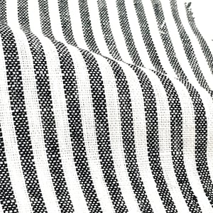 3/8&quot;Stripes Black and white  100% Natural Linen Fabric By The Yard, Curtain, Drapery, Table Top, Home Decor, 53&quot; Width/CL1080