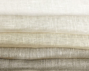 Tela de lino transparente rústica 100% natural de doble ancho cortada a medida, blanco, marfil, cortina, cortinas, tablero de mesa, 118" de ancho/CL1035