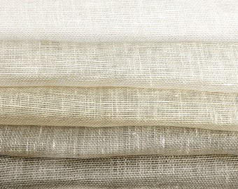 100% Natural Rustic Sheer Linen Fabric By The Yard, White, Ivory, Curtain, Drapery, Table Top, 58" Width/CL1050