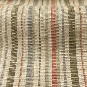 Multi-Color & Beige 100% Linen Fabric by the Yard / 56&quot; Wide / CL1089