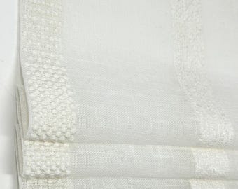 Dot and Texture Stripe Embroidery Blend Sheer Linen Flat Roman Shade / CL1118