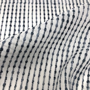 Embroidered Stripe Sheer Blend Linen Fabric by the Yard / 118&quot; Wide / CL1032