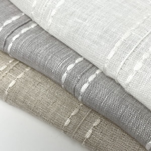 Sheer Linen Fabric with Embroidered Dots & Stripes / 54&quot; Width / CL1126