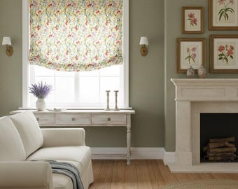 Wasserfarbe Floral Licht Gewicht 100% Leinen Relaxed Roman Shade | CL1117