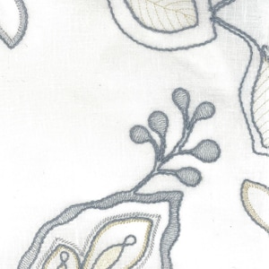 Leaf Floral Embroidery Sheer Linen Blend Fabric by the Yard / 54&quot; Wide / CL1011