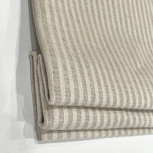 Beige Ivory Stripe Linen Flat Relaxed Casual Roman Shade, Farmhouse contemporary Blackout Roman Shade/CL1115