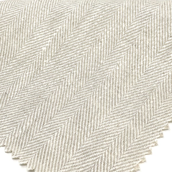 Herringbone 100% Natural Linen Fabric By The Yard, Curtain, Drapery, Home Decor, Table Top, 55" Width/CL1047