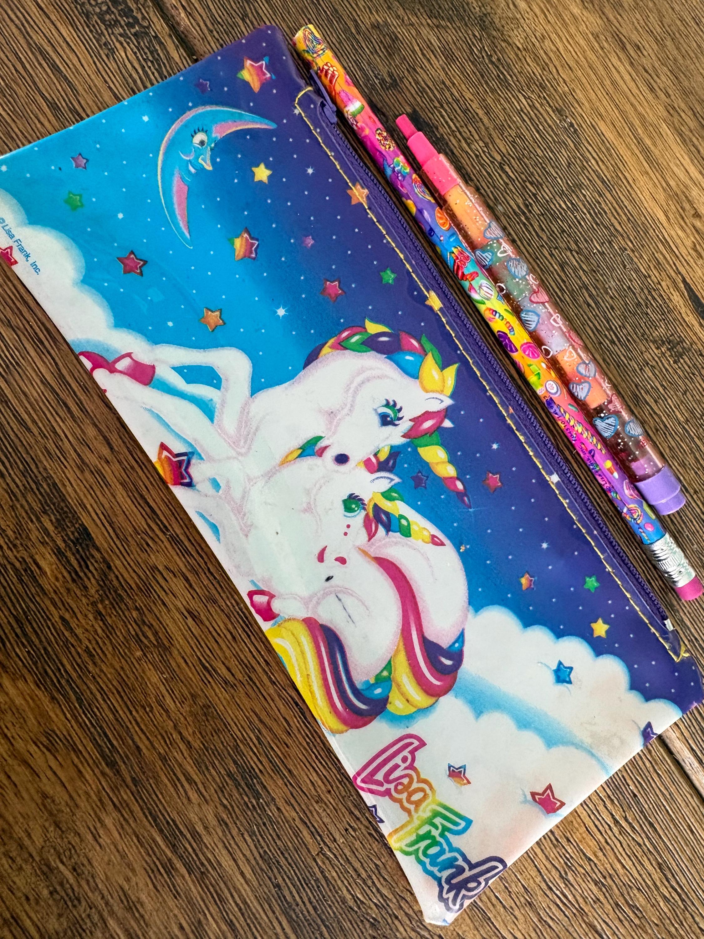 Vintage 90's Lisa Frank Markie Unicorn Pencil Case Lot! *RARE-HTF