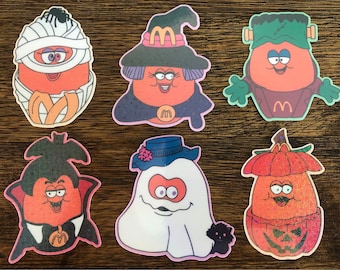 6 Pack Halloween Nuggets Retro Fast Food Happy Meal Sticker Pack~