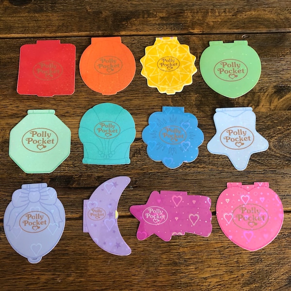 12 Pack~Large Holographic Rainbow Polly Pocket Compact Inspired Stickers!