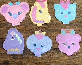 Confezione da 6 grandi adesivi olografici a forma di animali ispirati a Polly Pocket!